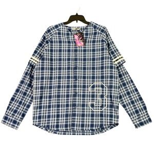 Shihiko Flannel Baseball Jersey Mens M Streetwear Anime Cybercore‎ Manga